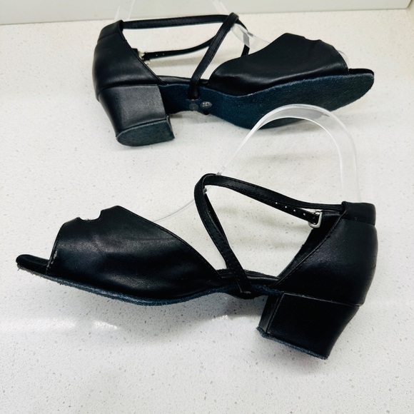 Comfort Dance Shoes The Strappy Black Leather Strappy Block Heel Salsa Sz 5.5 - Picture 8 of 14